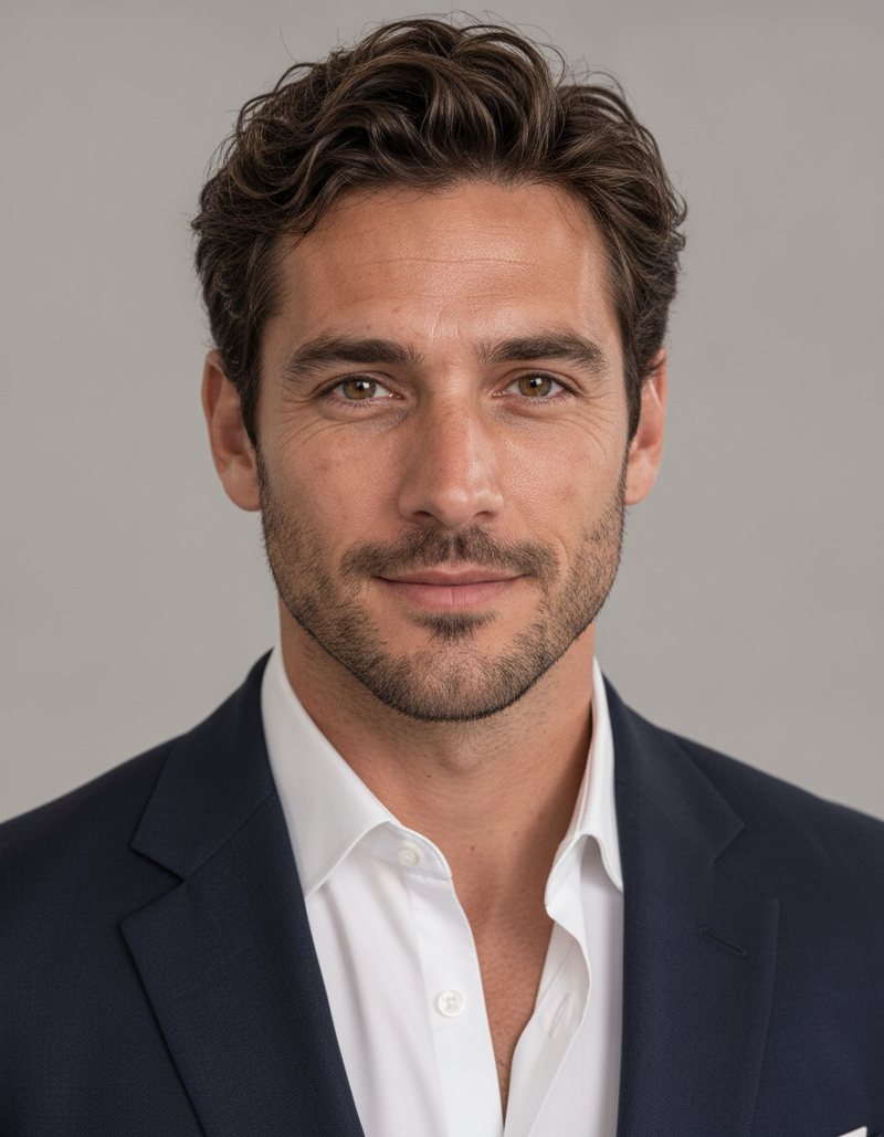 Ausgangsfoto der Testperson Bud, eine KI-Figur